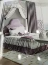 Double-sided cotton and linen jacquard seamless splicing, fashionable purple curtains for living room, bedroom and dormitory Specification image